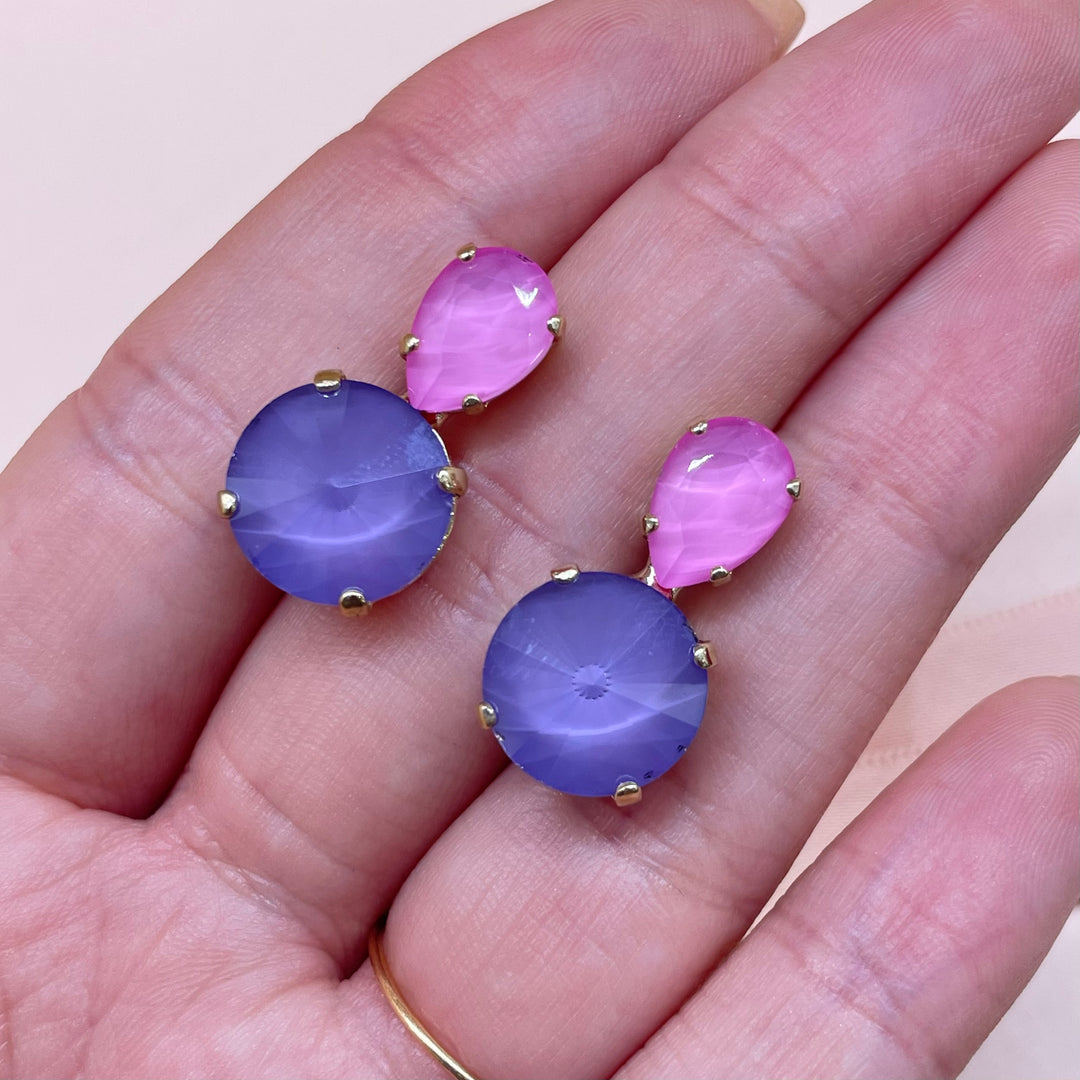 Lilac & pink Swarovski crystals  earrings