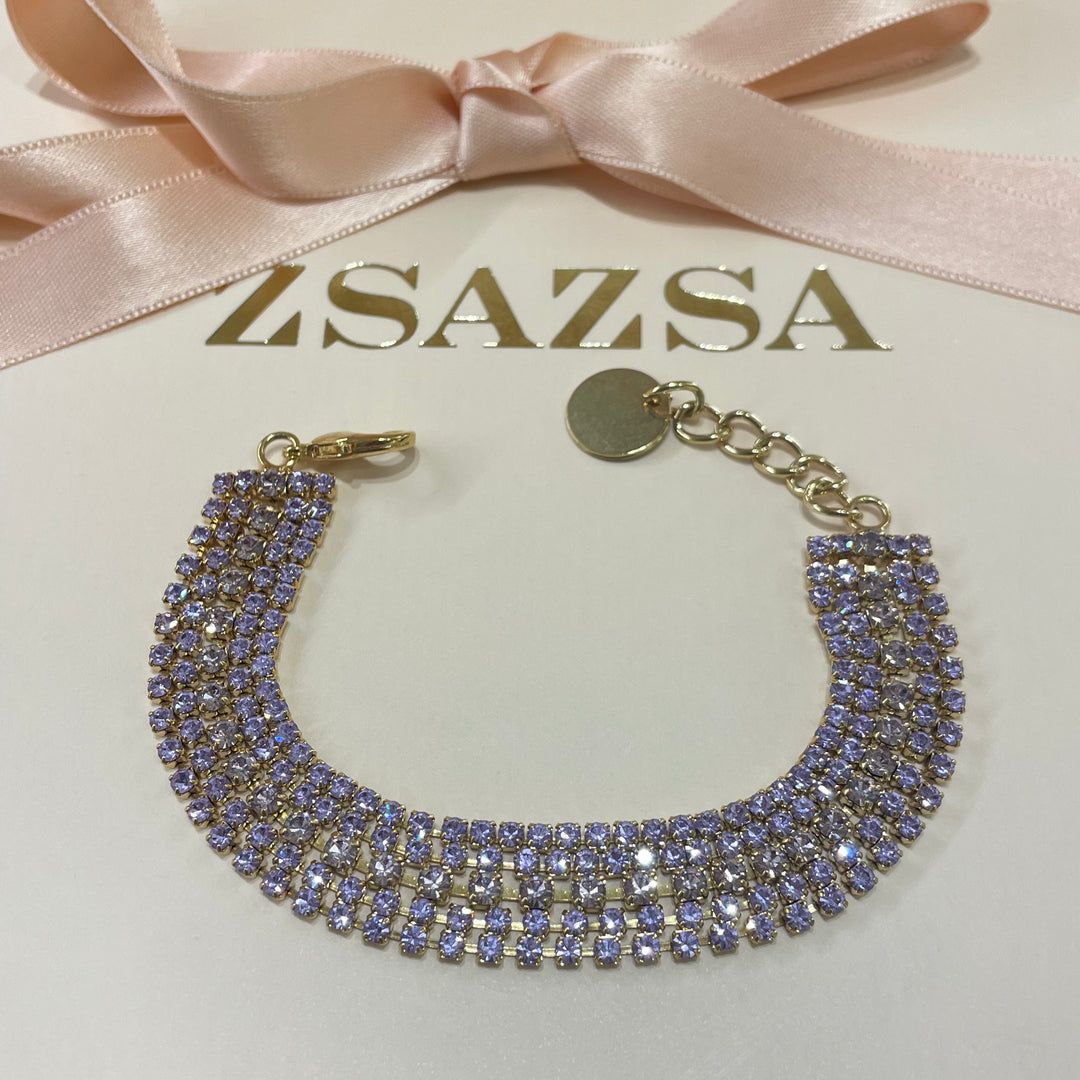 5 Rows Lilac preciosa crystals bracelet