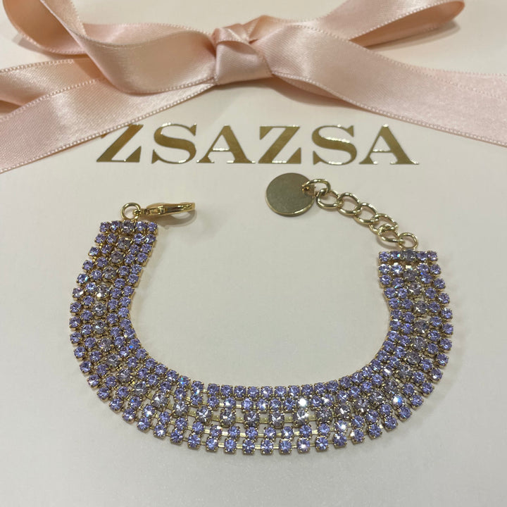 5 Rows Lilac preciosa crystals bracelet