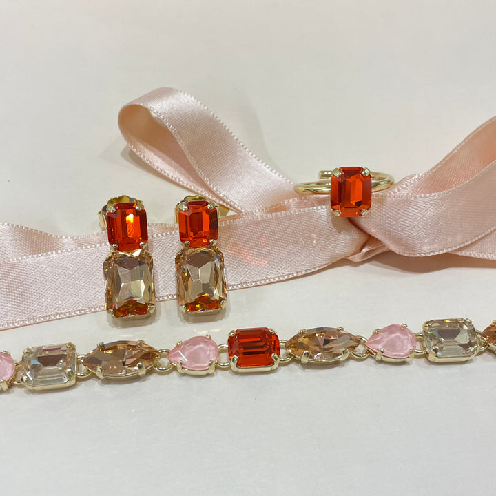 Orange Swarovski crystals set