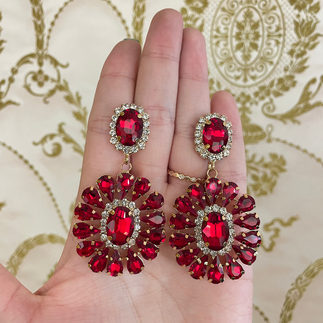 Big stones red earrings