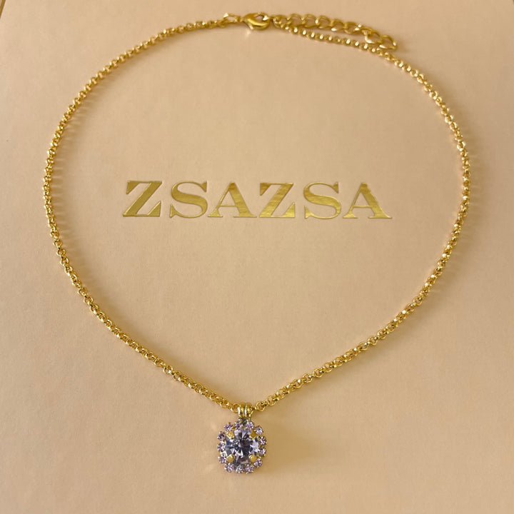 Dainty Lilac preciosa crystals set