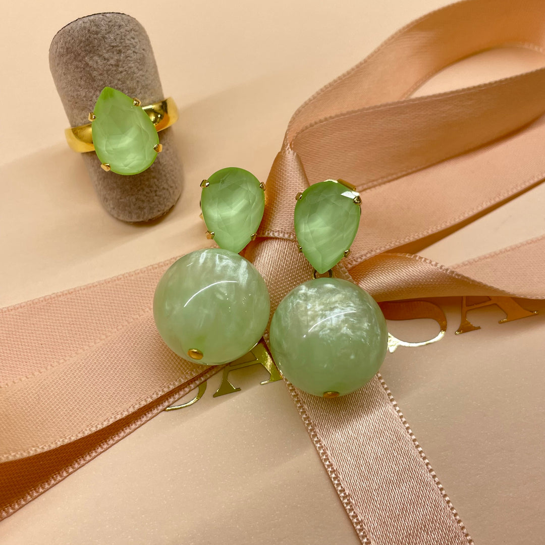 Teardrop mint set Swarovski crystals