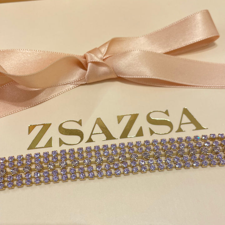 5 Rows Lilac preciosa crystals bracelet