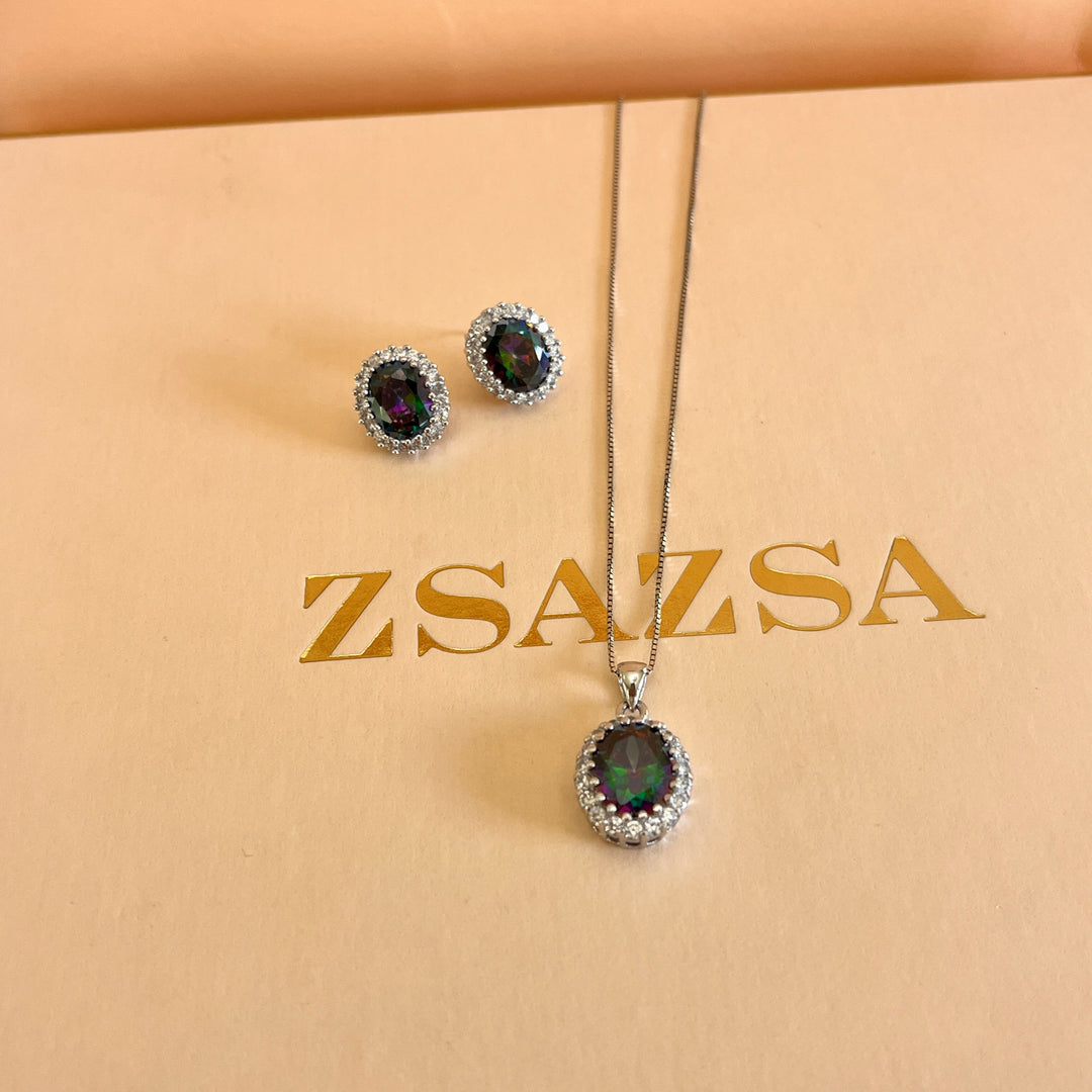 Watermelon oval zircone set