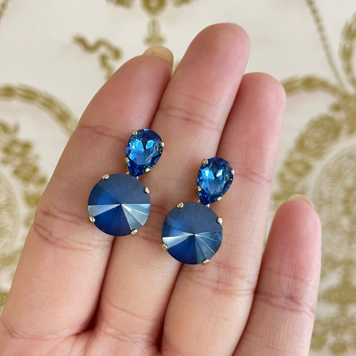 Royal blue Swarovski crystal gold plated earrings