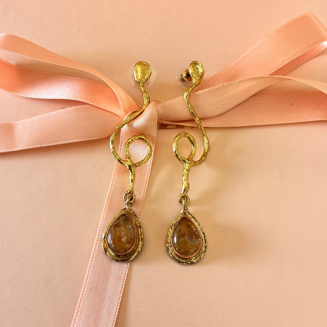 Handmade champagne Swarovski crystals earrings