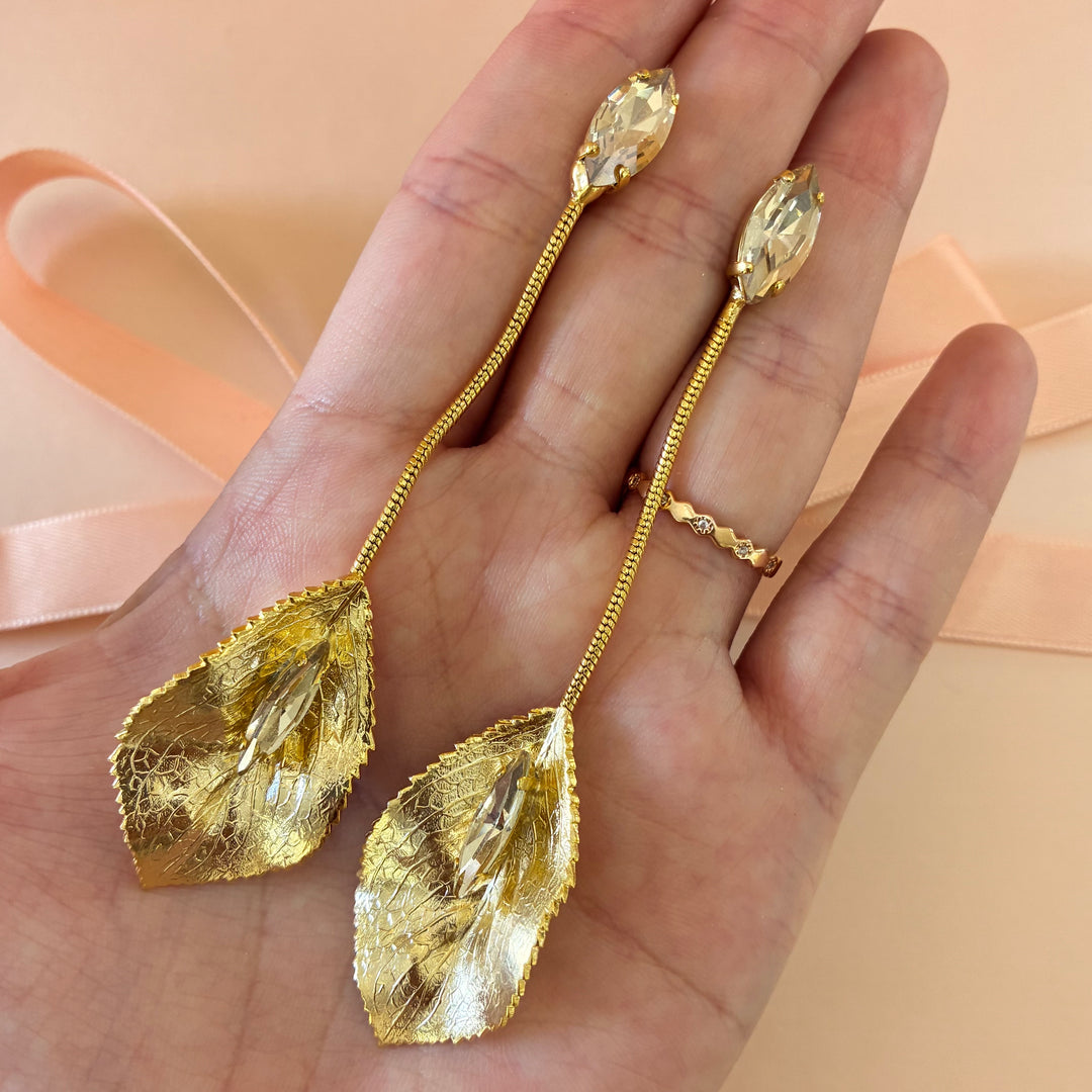 Handmade champagne Swarovski crystals earrings