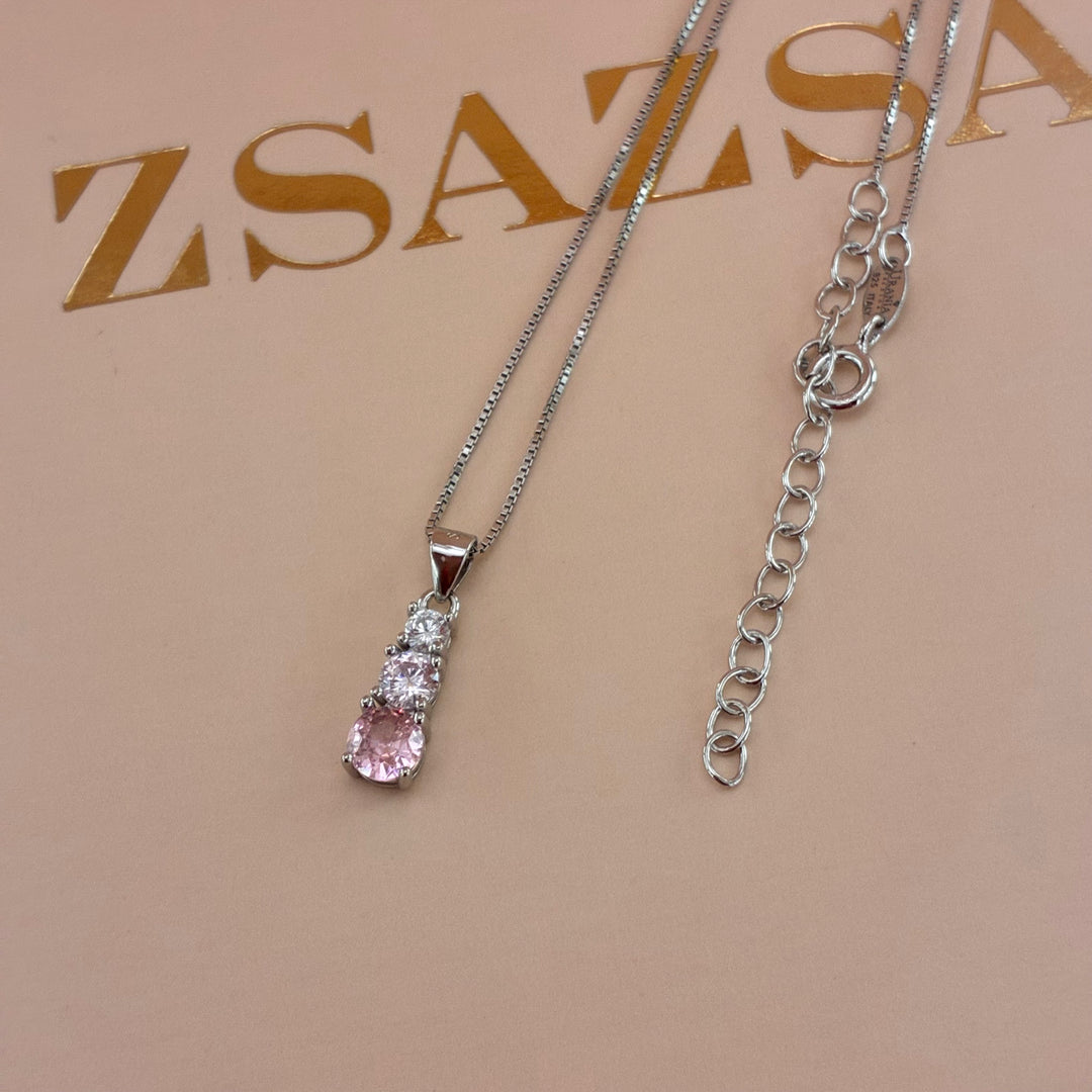 Pink zircone sterling silver set