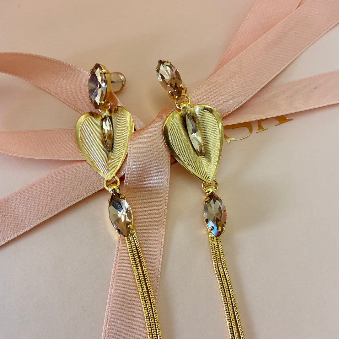 Handmade champagne Swarovski crystals earrings