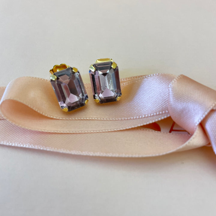Mauve rectangular preciosa crystals set