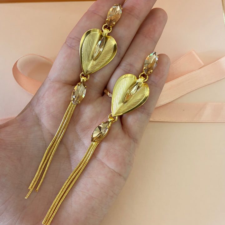 Handmade champagne Swarovski crystals earrings