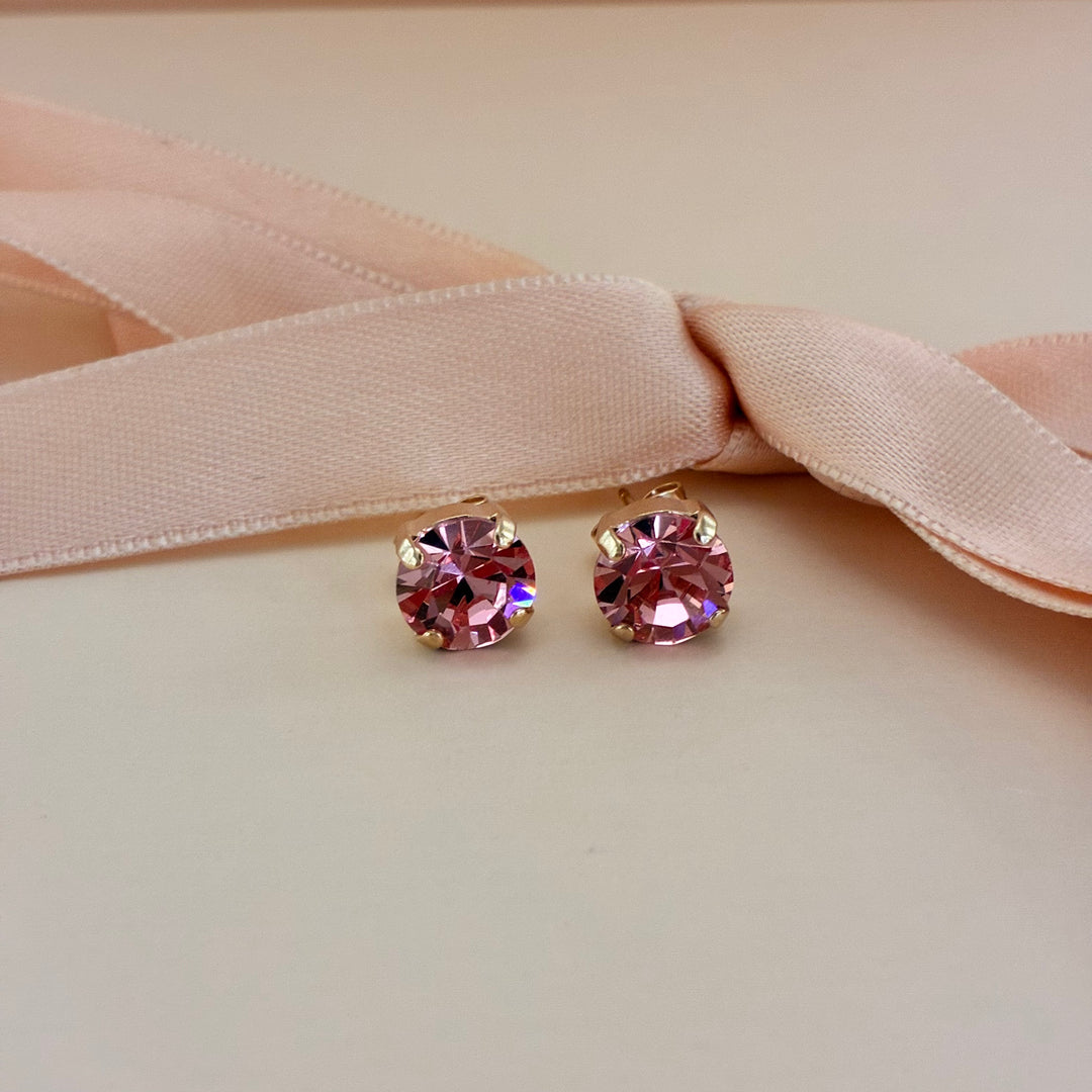 Basic pink Preciosa crystals gold plated set