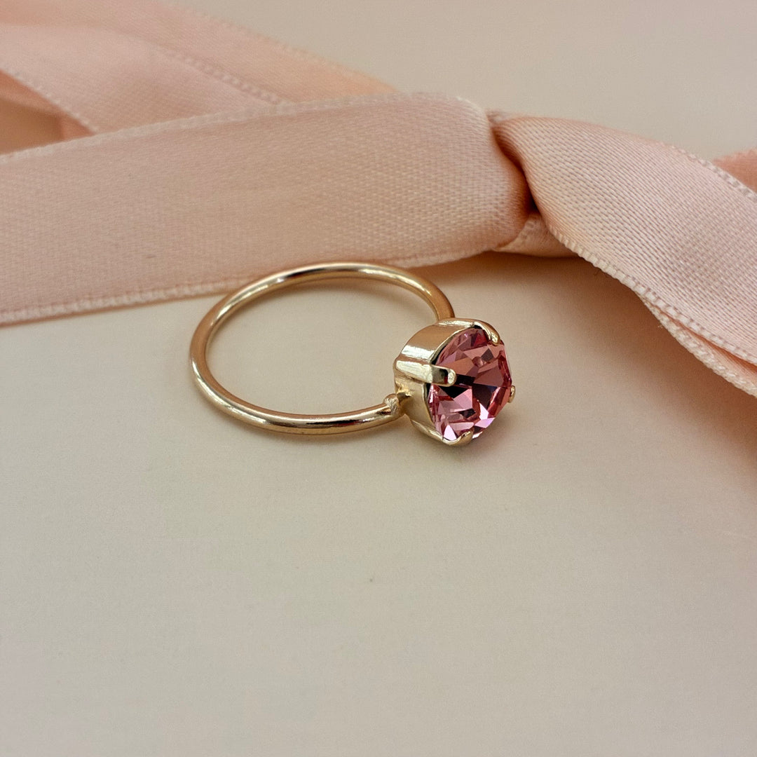 Basic pink Preciosa crystals gold plated set