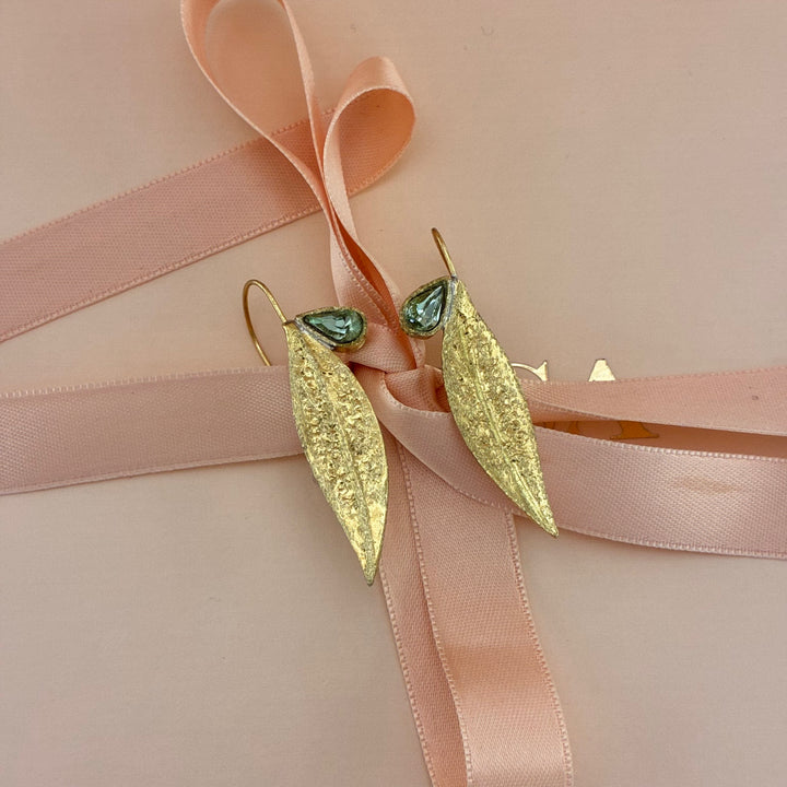 Handmade leafs mint Swarovski