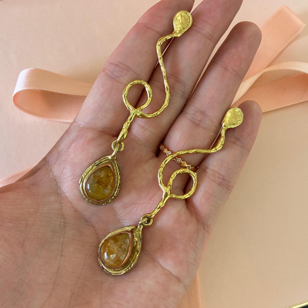 Handmade champagne Swarovski crystals earrings