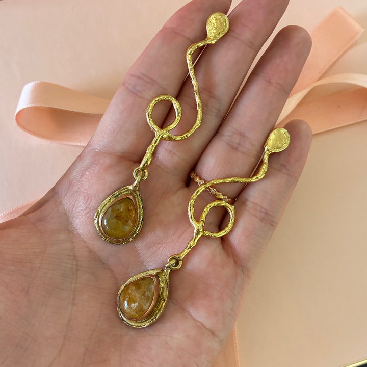 Handmade champagne Swarovski crystals earrings