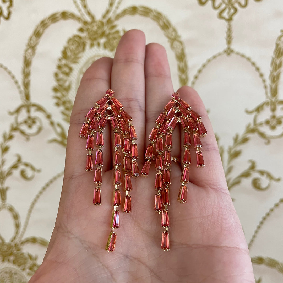 Elegant coral baguette earrings