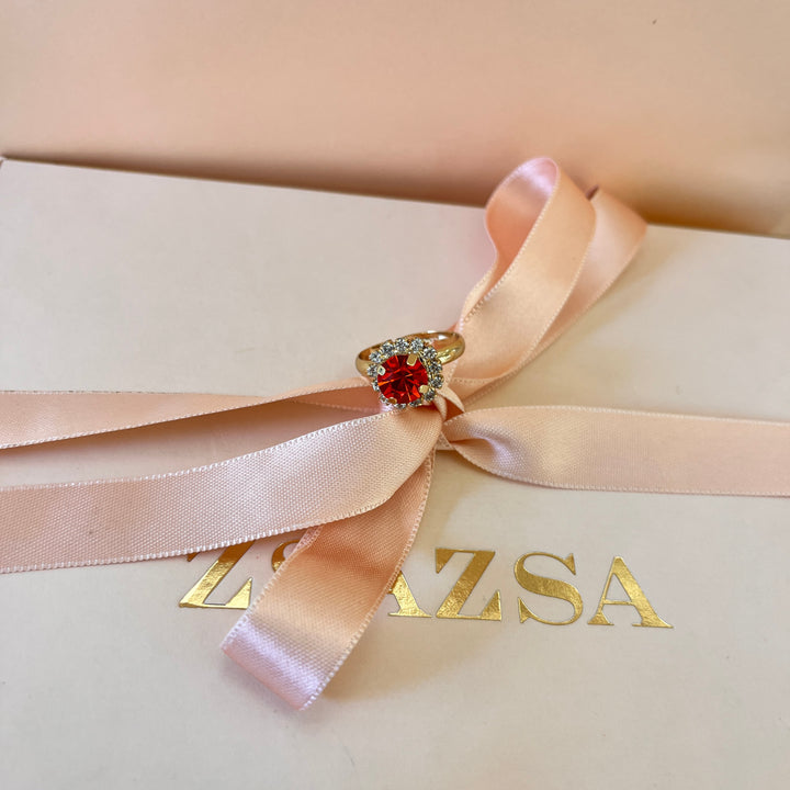 Orange Swarovski crystals ring