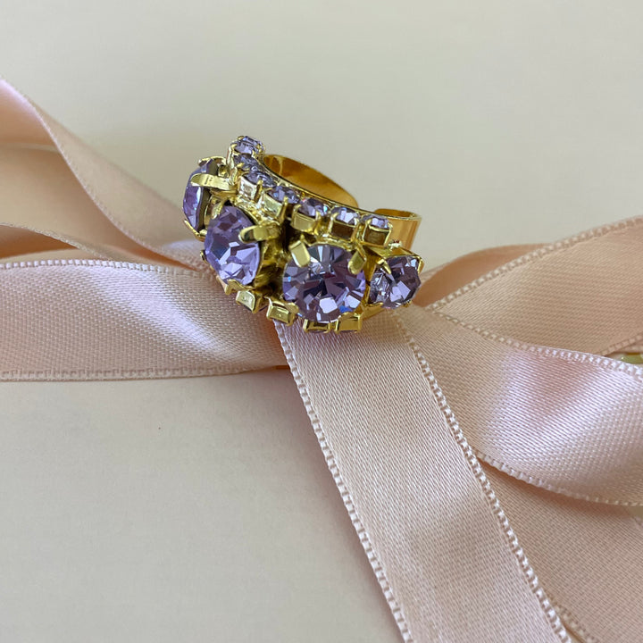 Chunky Lilac Preciosa crystals Ring