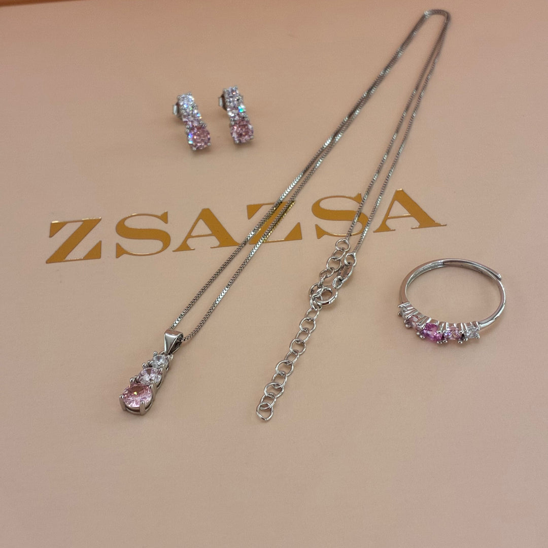 Pink zircone sterling silver set