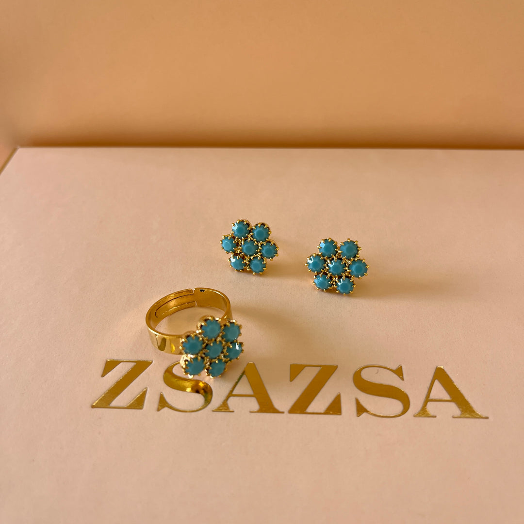Turquoise stones studs & ring
