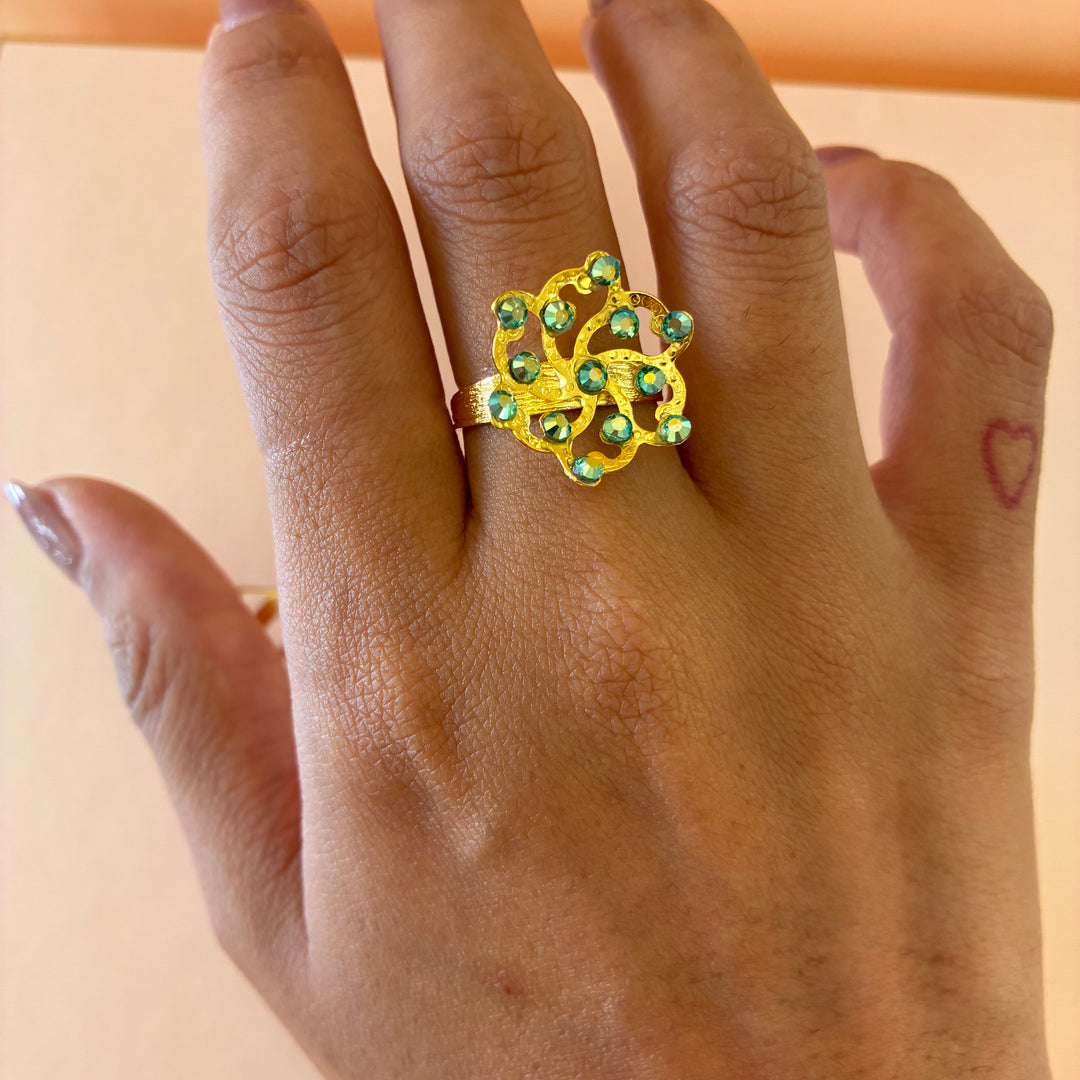 Handmade green gold plated set