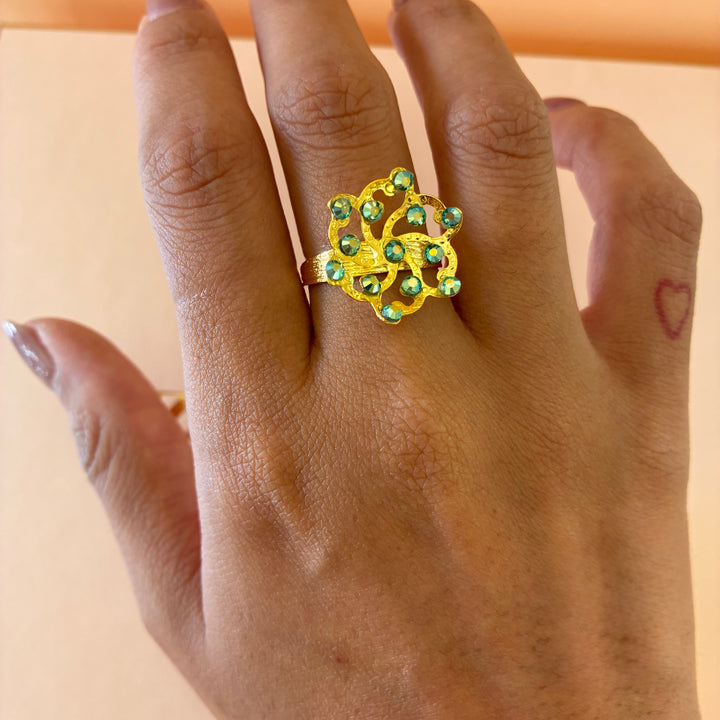 Handmade green gold plated set