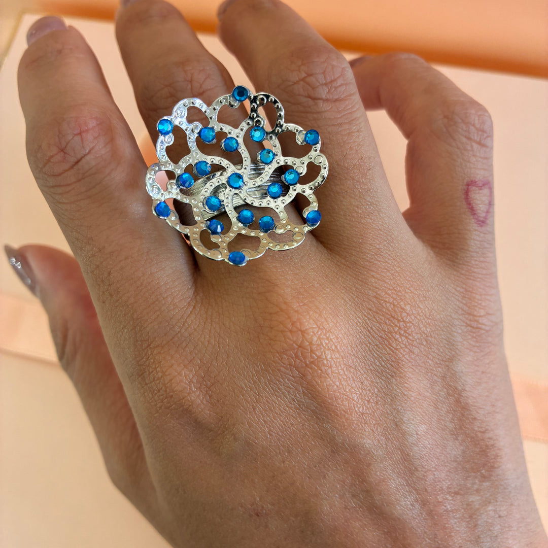 Handmade Royal blue silver set