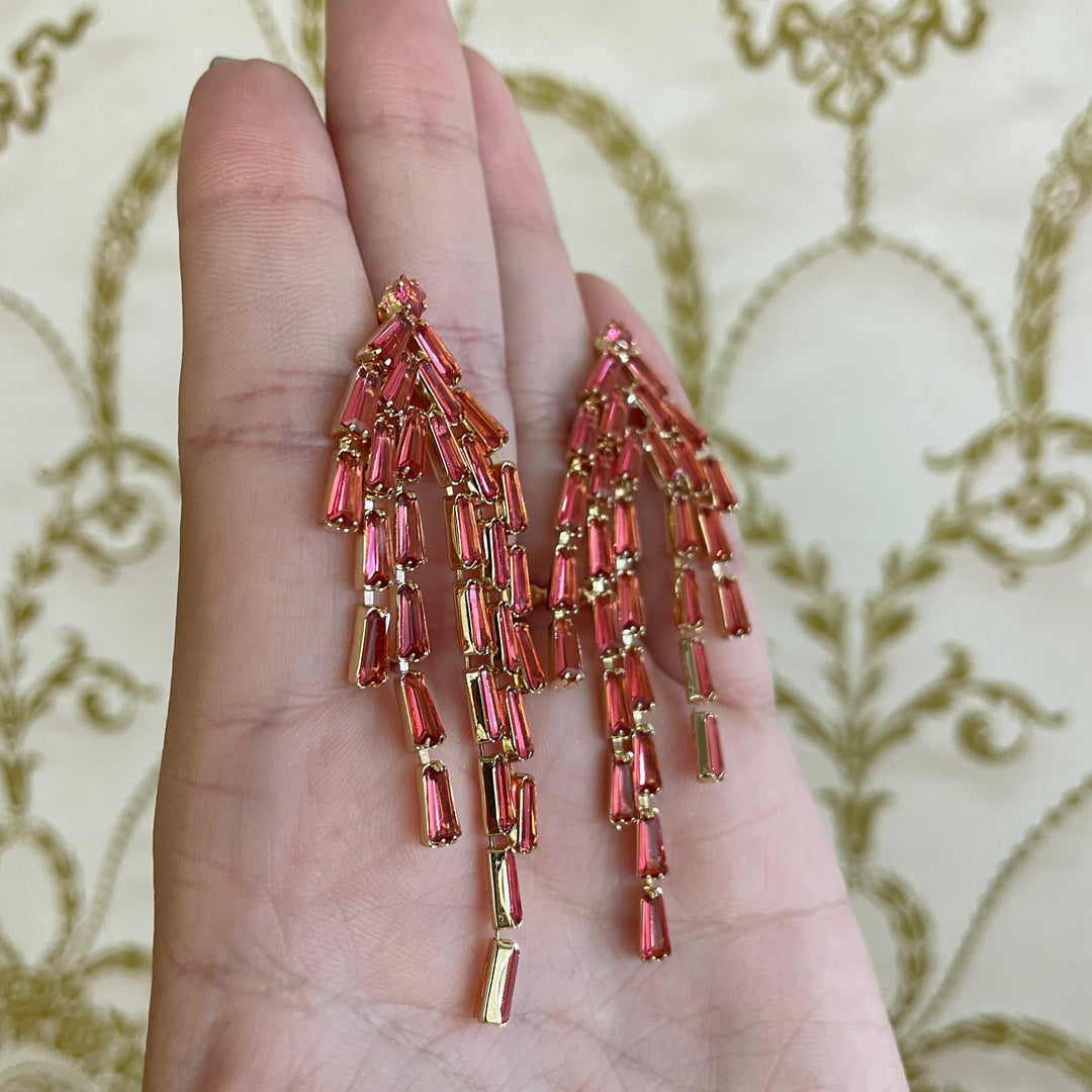 Elegant coral baguette earrings