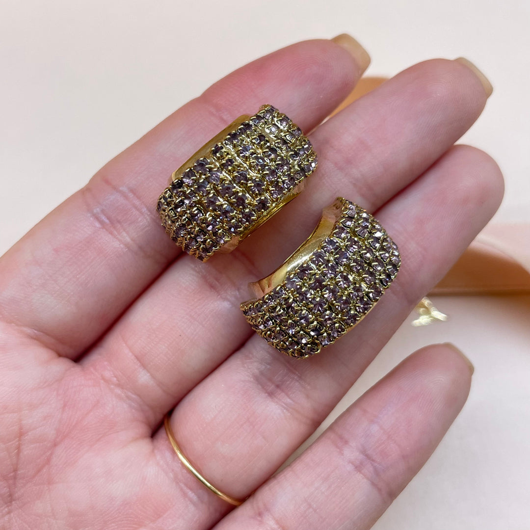 Lilac half Preciosa crystals hoops