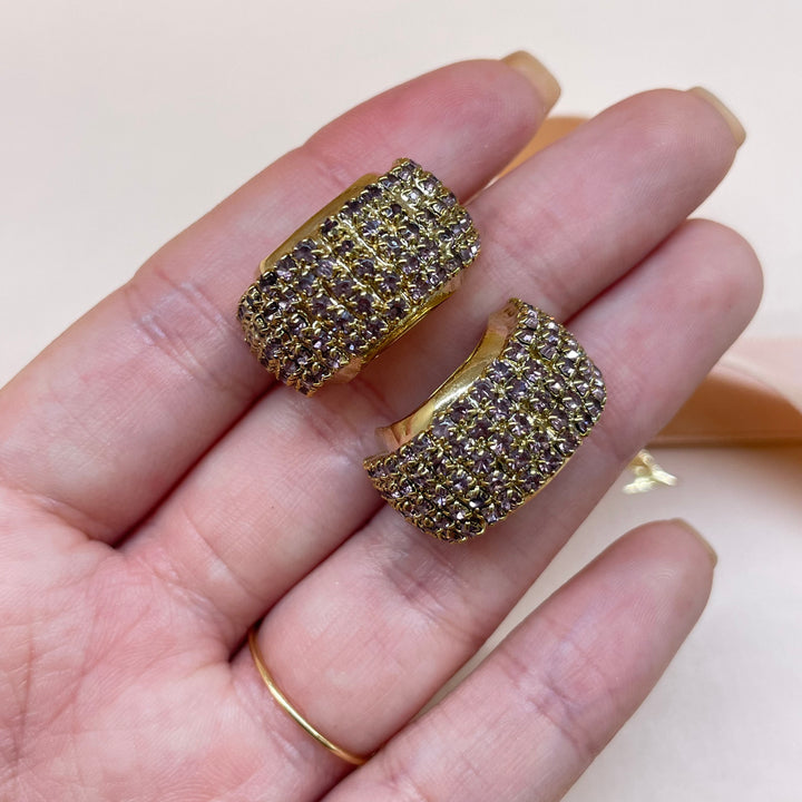 Lilac half Preciosa crystals hoops