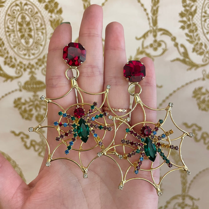 Spider multicolour clip on earrings