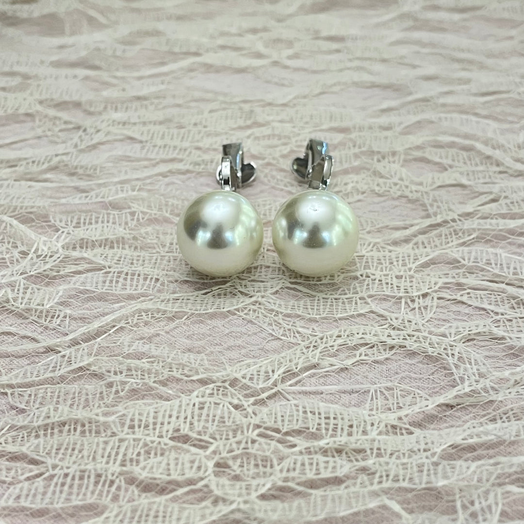 Ball basic pearls silver clips earrings