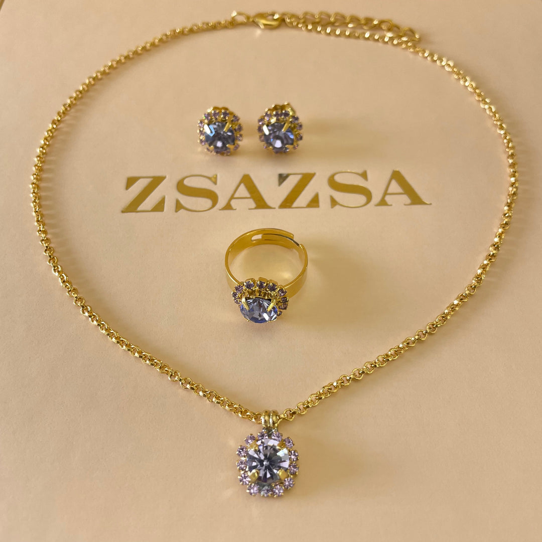 Dainty Lilac preciosa crystals set