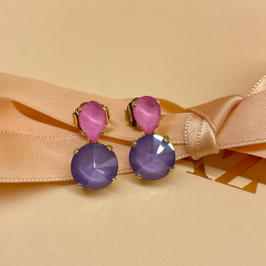 Lilac & pink Swarovski crystals  earrings