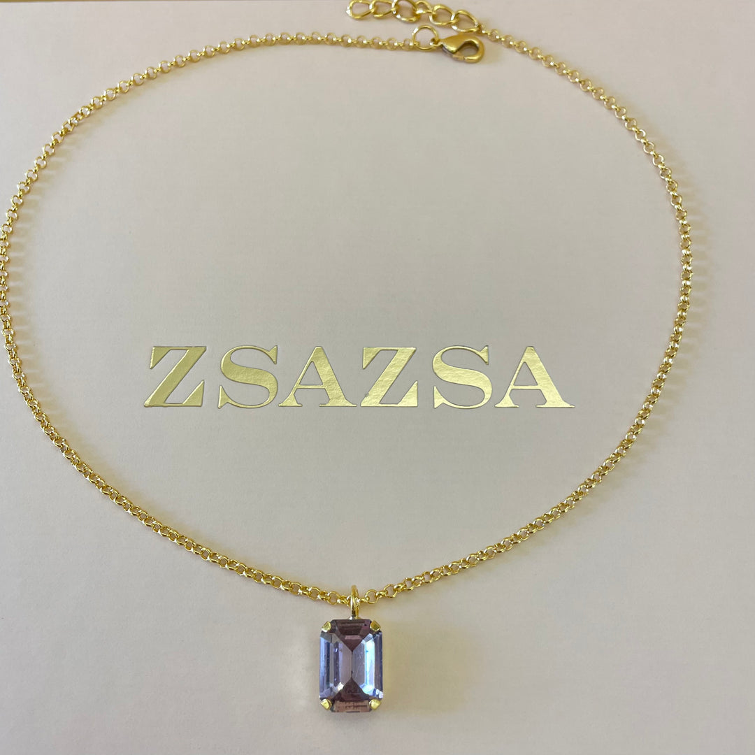 Mauve rectangular preciosa crystals set