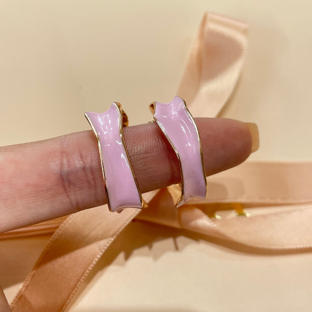 Enamel pink hoops