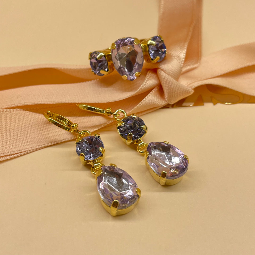 Lilac preciosa crystals set