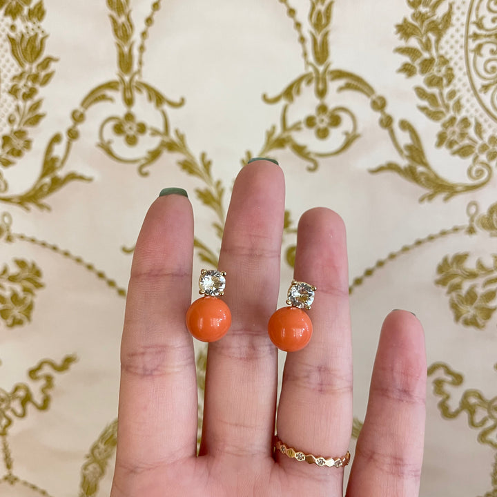 Coral C.Z Classic clips earrings medium