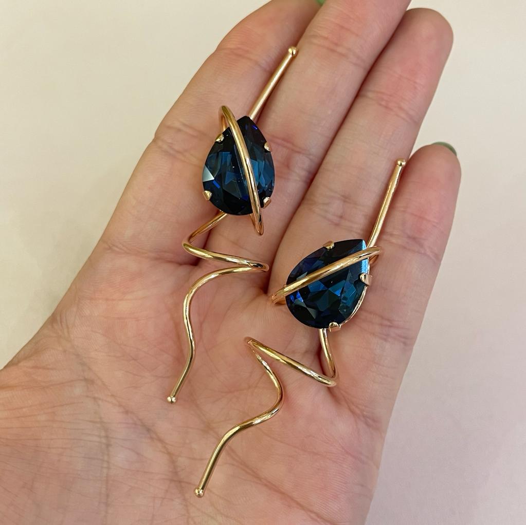 Elegant set navy blue Swarovski crystal