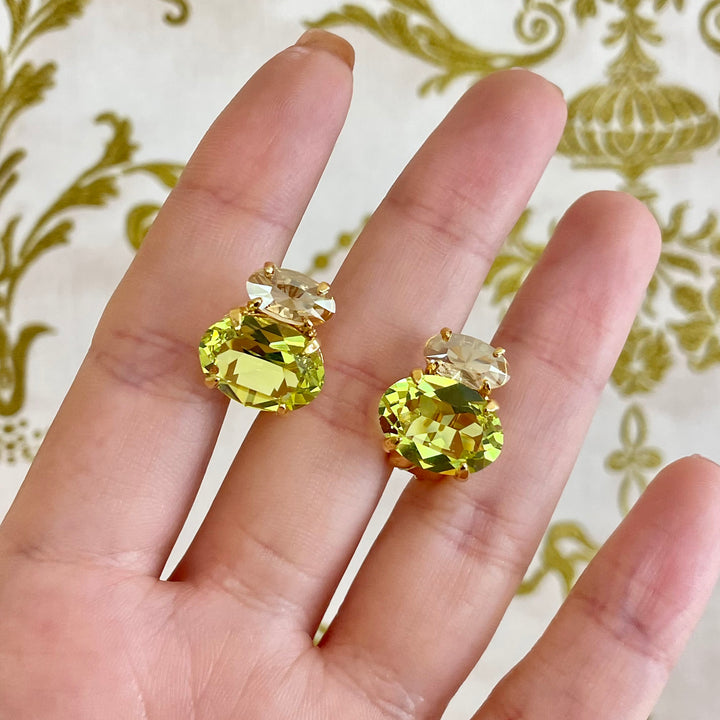 Green and champagne Swarovski crystal earrings