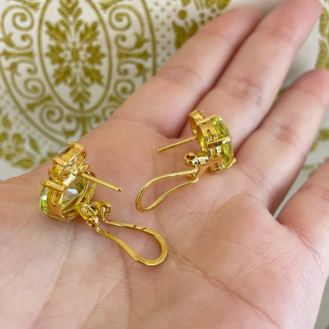 Green and champagne Swarovski crystal earrings