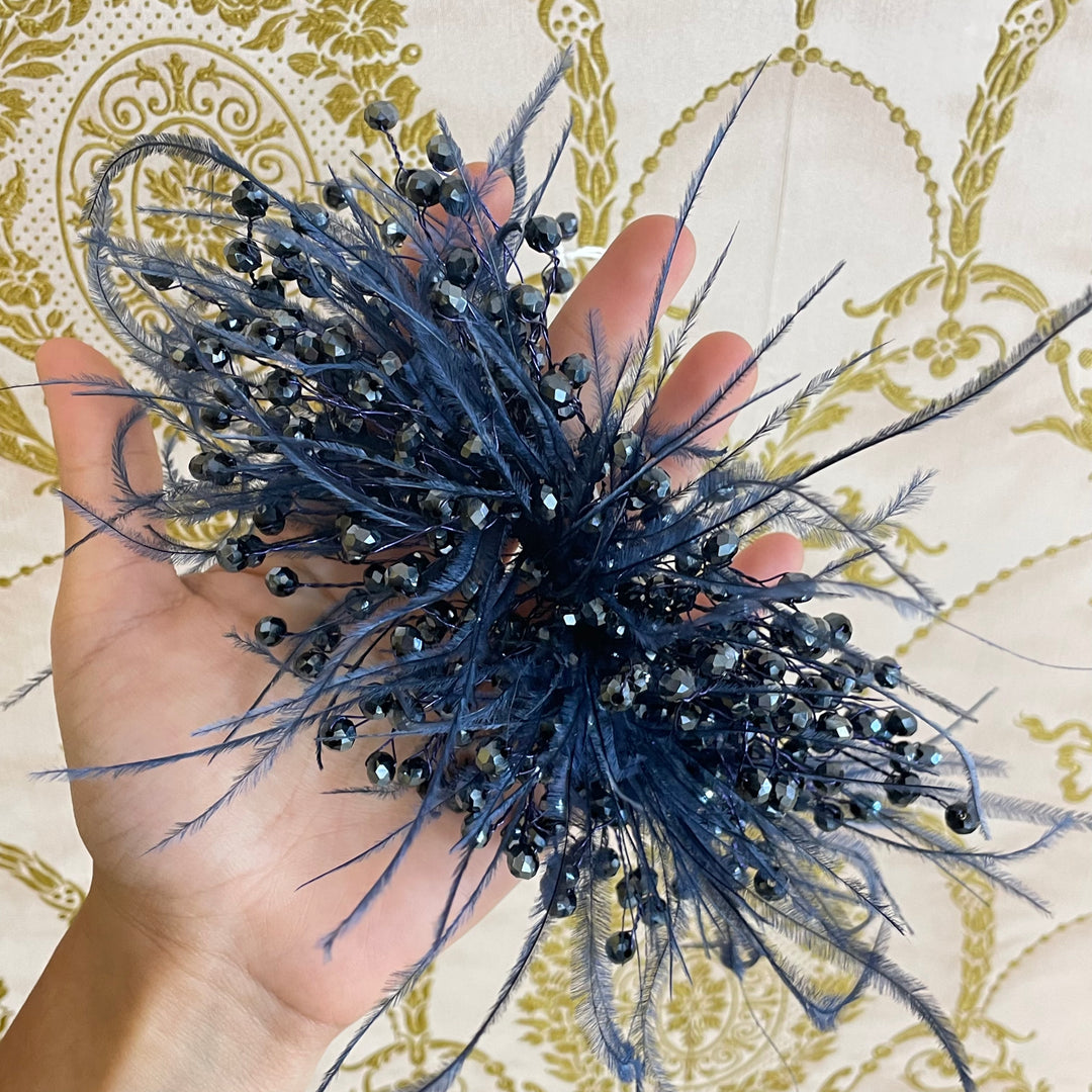 Navy blue feathers headpiece