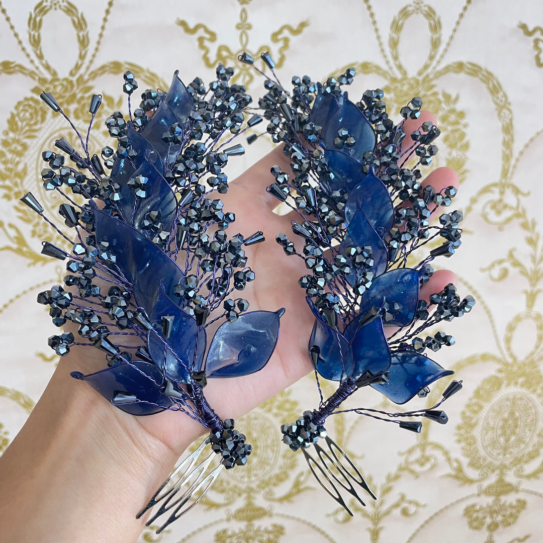 Navy blue hair vine with comb