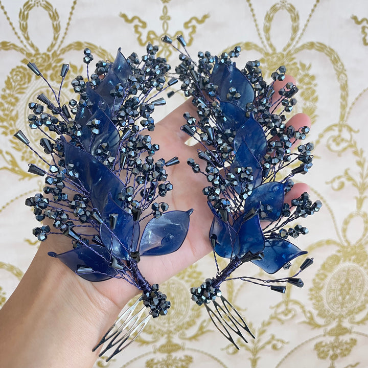 Navy blue hair vine with comb