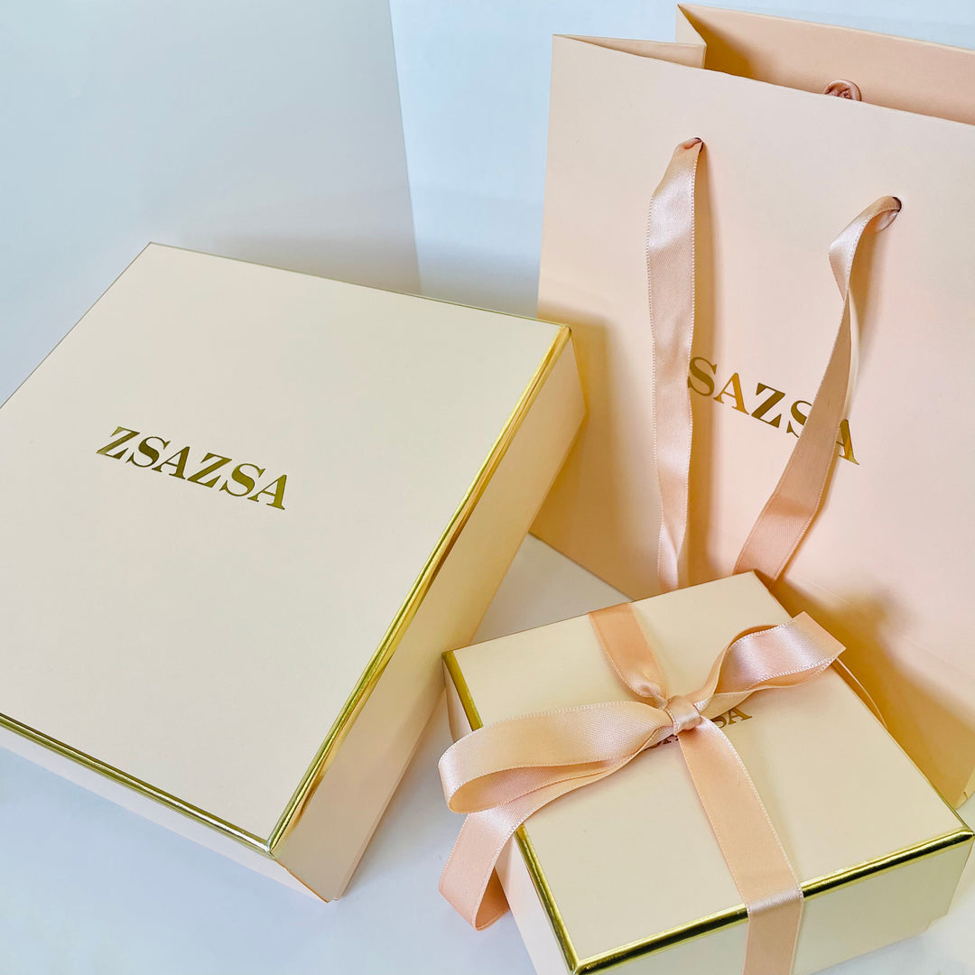 Gold square set with fresh water pearls