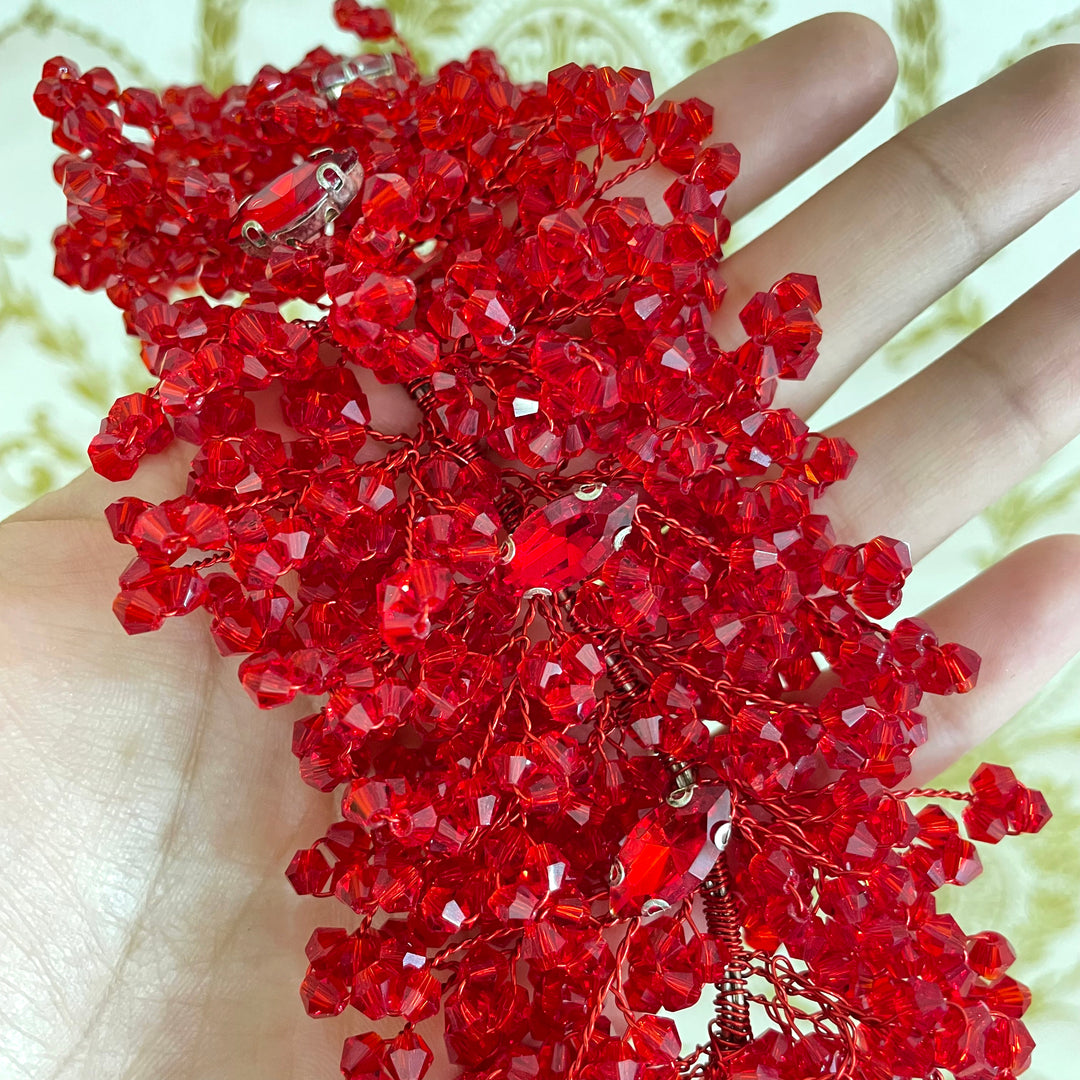 Light red marquise headpiece