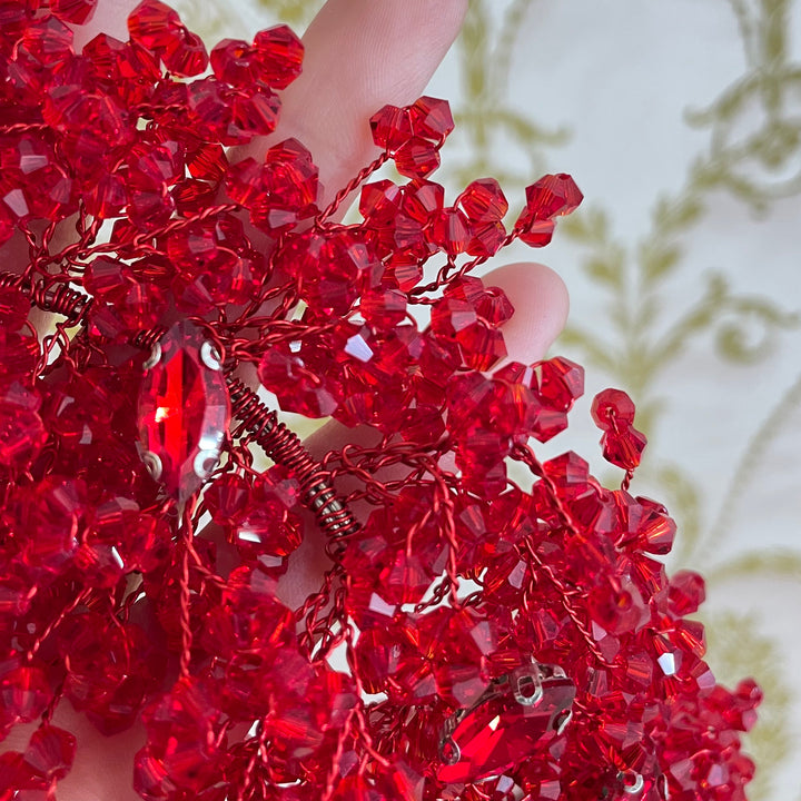 Light red marquise headpiece
