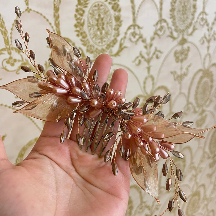 Long rose gold comb
